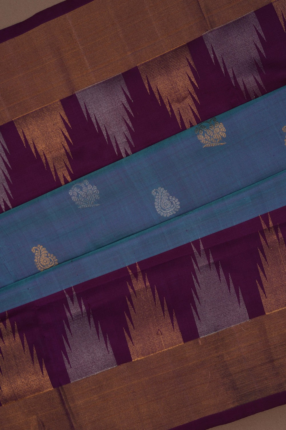 Image of Uppada Silk Smoky Blue Saree